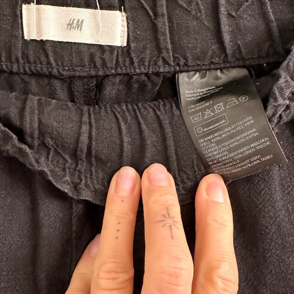H&M Black Linen Button-Up Shirt, Pants and Shorts Set - Picture 7 of 8